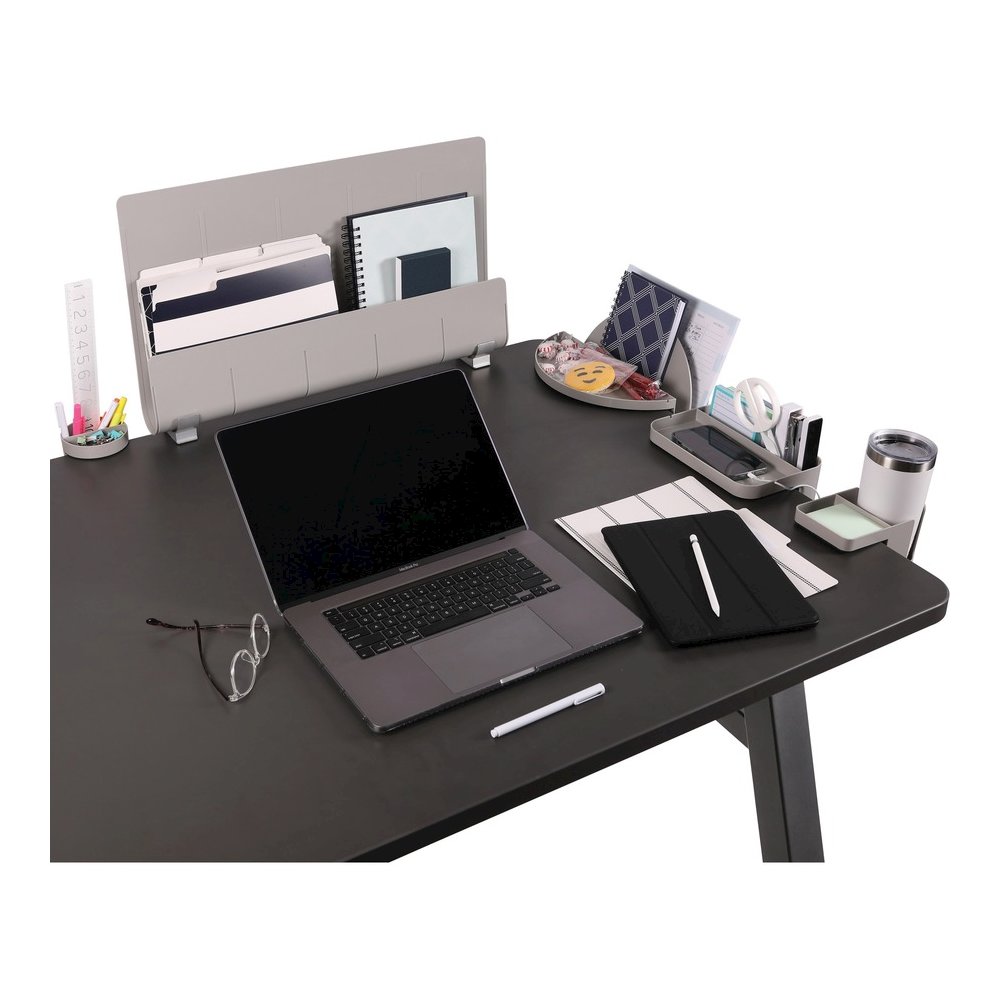 Deflecto Standing Desk Cup Holder - 3.54" Height x 3.94" Width x 7.04" Depth - Cup Holder, Durable, Spill Resistant, Portable, Spring Loaded - Gray - Acrylonitrile Butadiene Styrene (ABS) - 1 Each. Picture 2