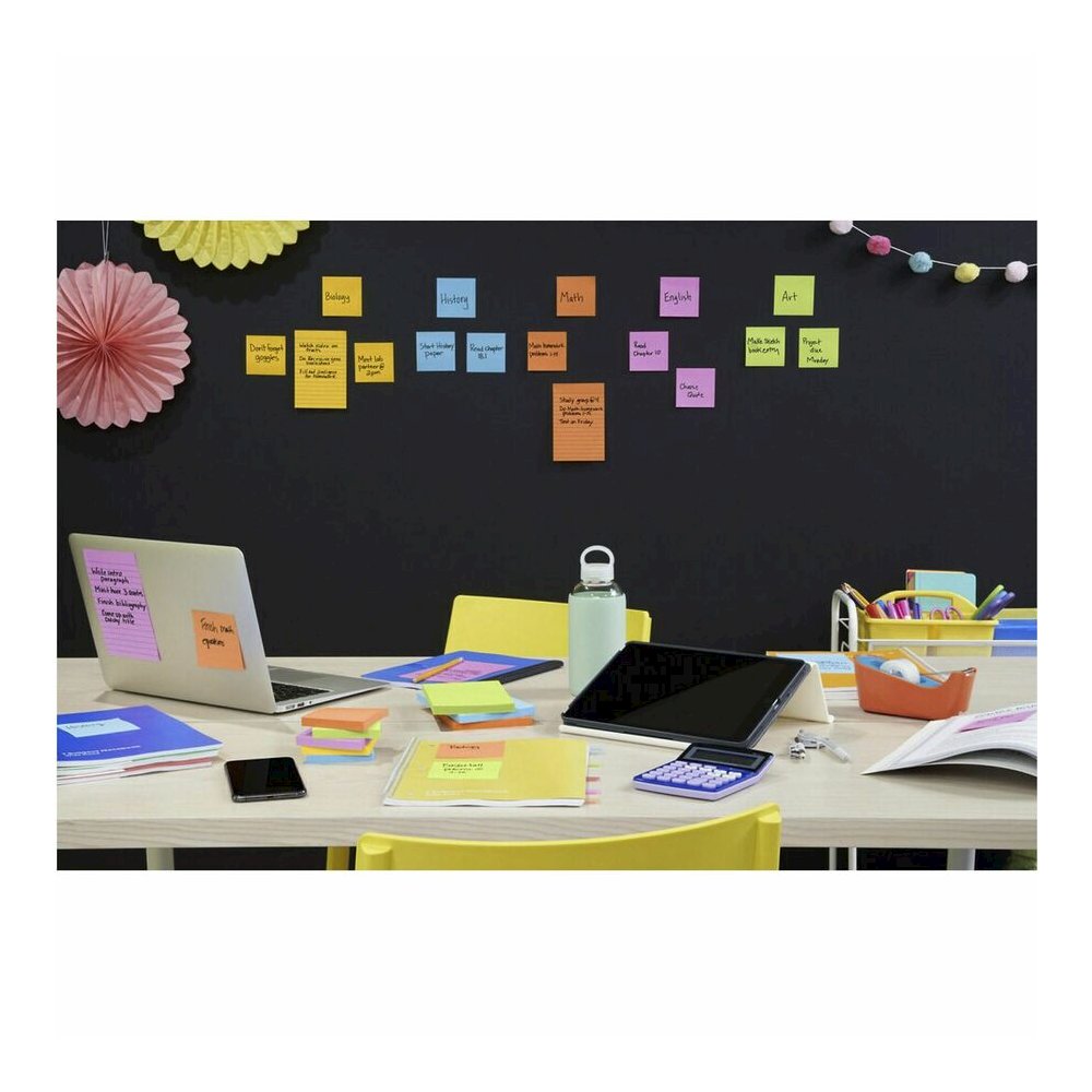 Post-it&reg; Super Sticky Notes - Energy Boost Color Collection - 4" Flag/Note Width x 6" Flag/Note Length - Rectangle - 45 Sheets per Pad - Vital Orange, Tropical Pink, Blue Paradise, Limeade - Stick. Picture 2