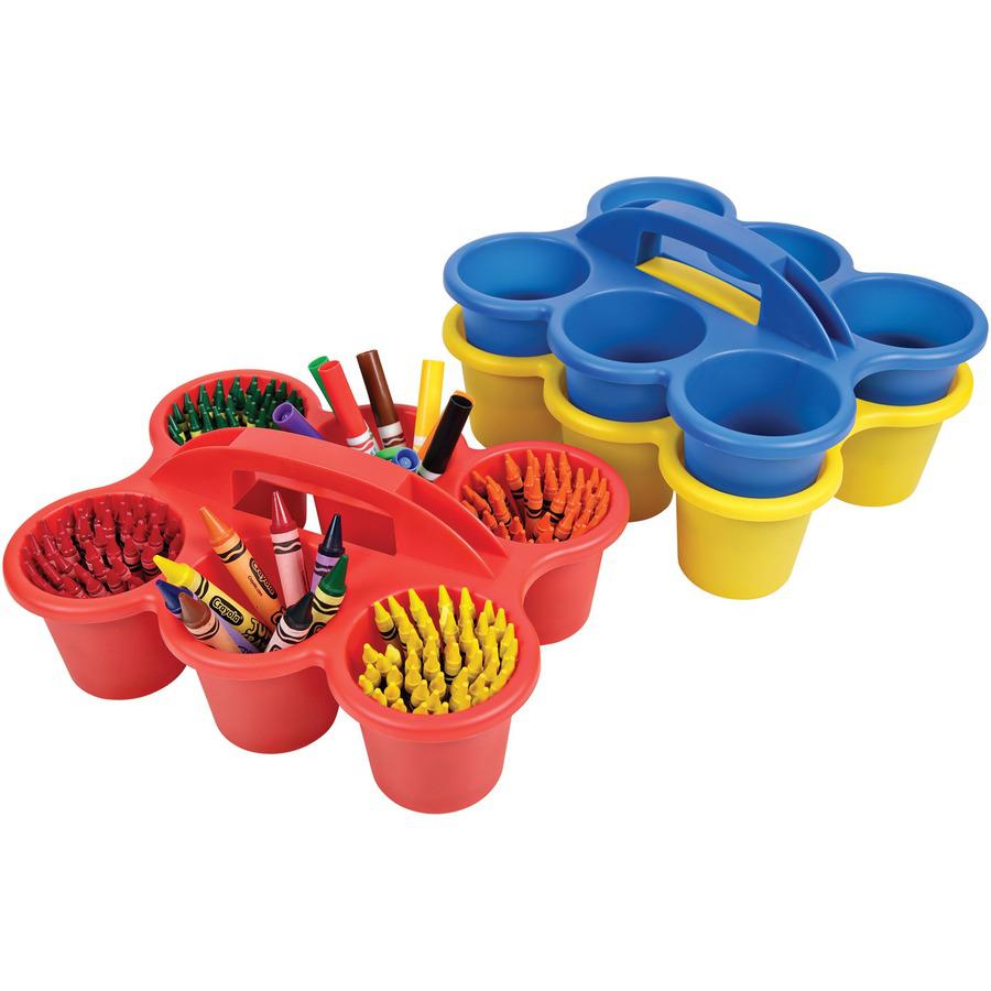 Deflecto Antimicrobial Kids 6 Cup Caddy - 6 Compartment(s) - 5.29" Height x 12.07" Width x 9.55" Depth - Lightweight, Portable, Antimicrobial, Easy to Clean, Handle, Stackable, Mildew Resistant - Yell. Picture 3
