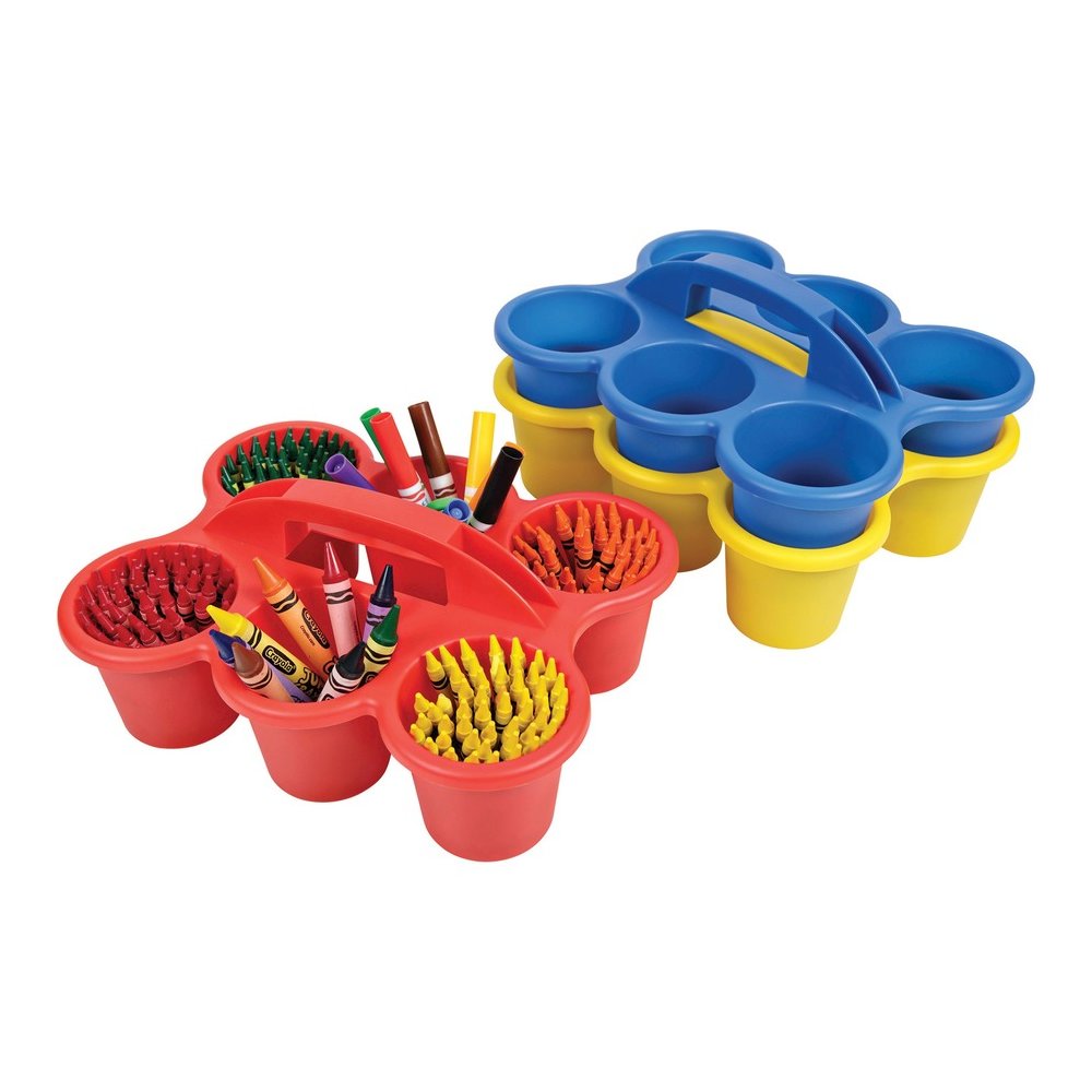 Deflecto Antimicrobial Kids 6 Cup Caddy - 6 Compartment(s) - 5.29" Height x 12.07" Width x 9.55" Depth - Lightweight, Portable, Antimicrobial, Easy to Clean, Handle, Stackable, Mildew Resistant - Blue. Picture 2