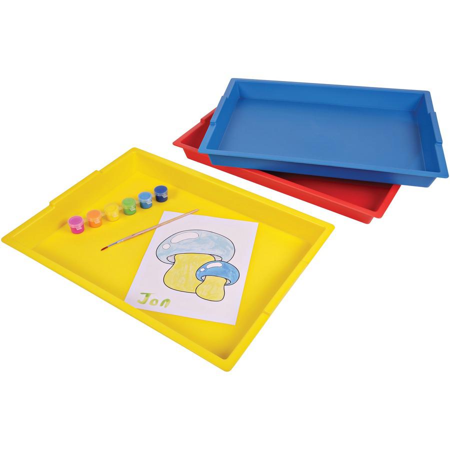 Deflecto Antimicrobial Finger Paint Tray - Painting - 1.83" Height x 16.04" Width x 12.07" Depth - Yellow - Polypropylene, Plastic - 1 Each. Picture 9