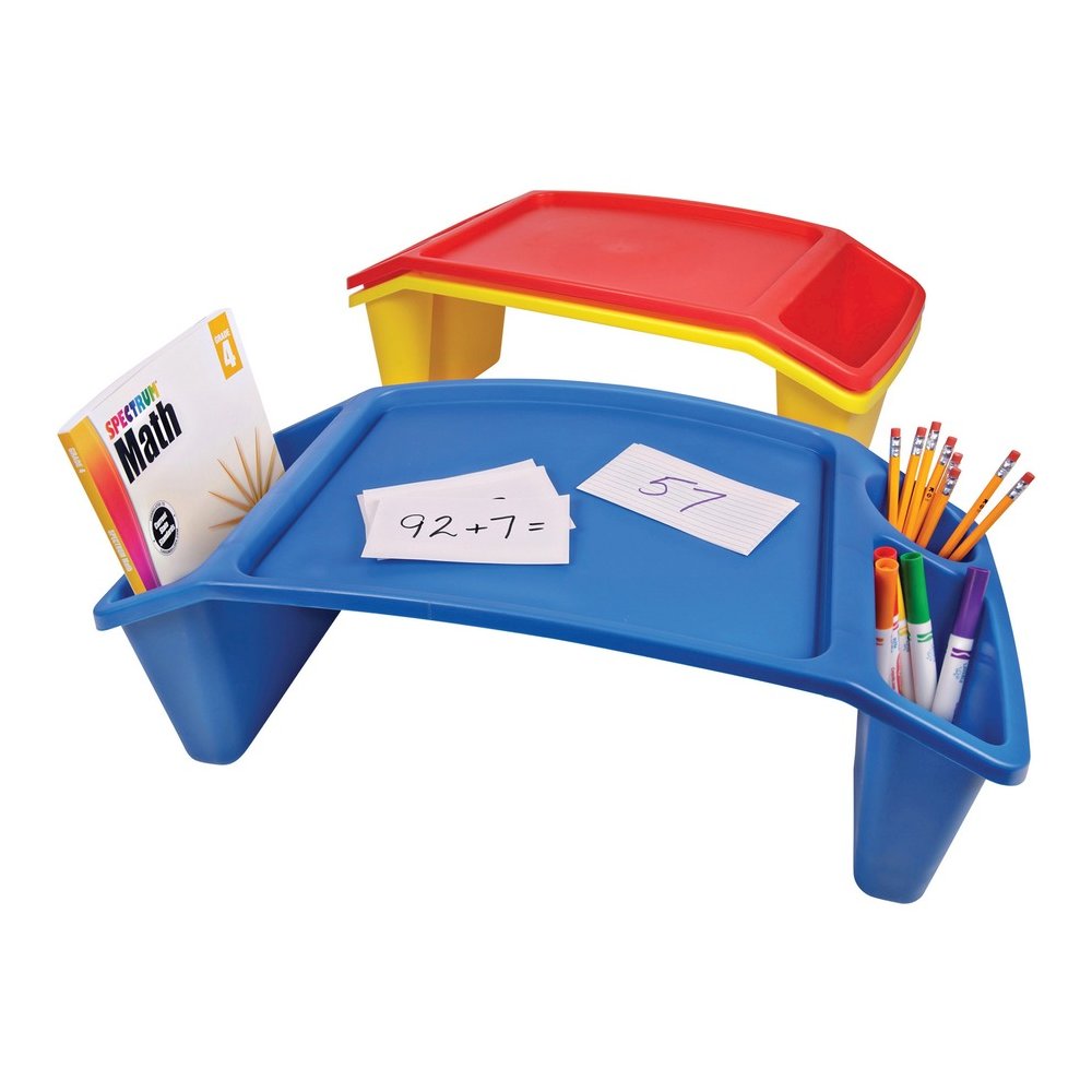 Deflecto Antimicrobial Kids Lap Tray - Supplies, Paper, Book, Pencil, Crayon, Mobile Device, Decoration/Activity - 8.53" Height x 23.35" Width x 12" Depth - Blue - Polypropylene, Plastic - 1 Each. Picture 2