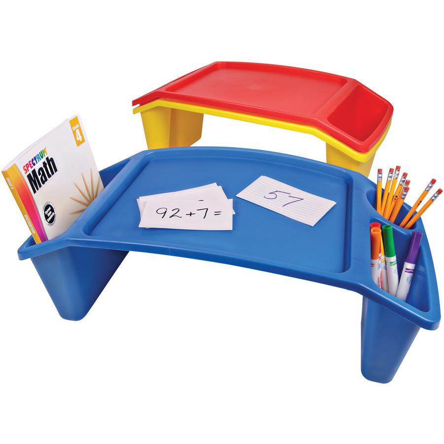 Deflecto Antimicrobial Kids Lap Tray - Supplies, Paper, Book, Pencil, Crayon, Mobile Device, Decoration/Activity - 8.53" Height x 23.35" Width x 12" Depth - Yellow - Polypropylene, Plastic - 1 Each. Picture 5