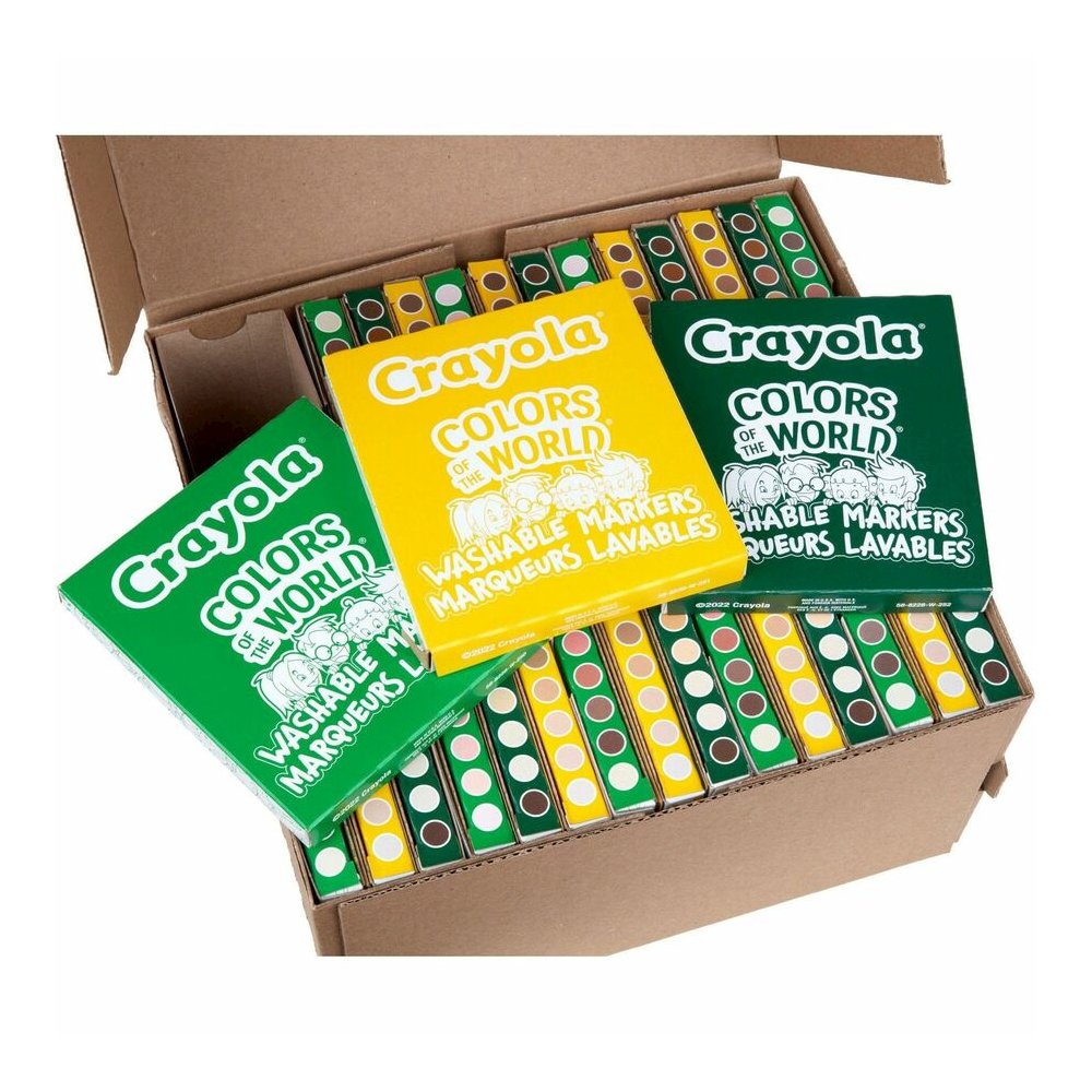 Crayola Multicultural Colors Washable Markers - Washable - Assorted, Almond, Gold, Rose Ink - 240 / Box. Picture 2