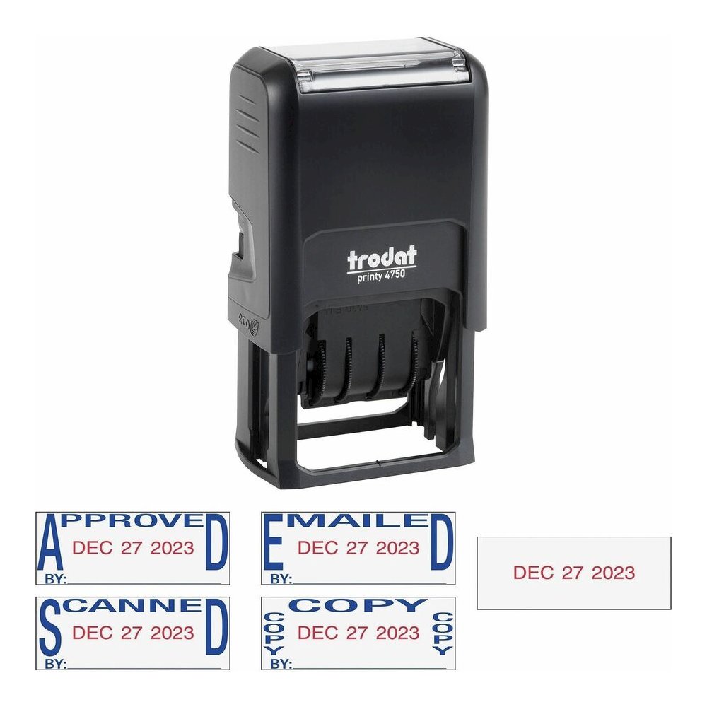 Trodat Ecoprinty 5-In-1 Date Stamp - Date Stamp - 10000 Impression(s) - Black, Red - Recycled - 1 Each. Picture 2