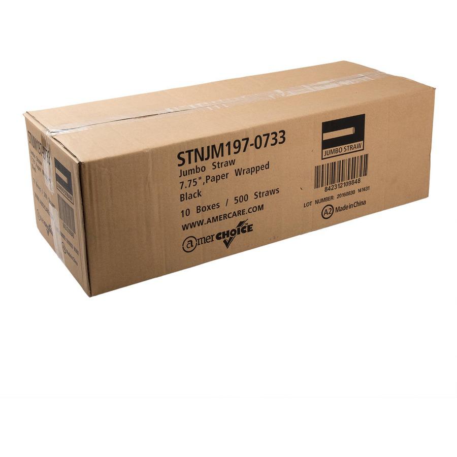 Banyan Black Straws - Wrapped - 7.8" Length - Black - 5000 / Carton. Picture 4