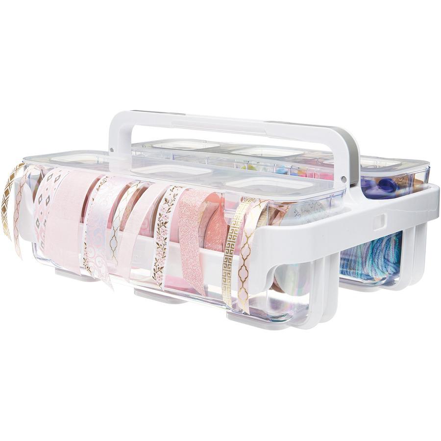 Deflecto Ribbon Dispenser - 4.40" Height x 13.30" Width x 4.20" Depth - Desktop - Lid, Portable, Stackable, Wall Mountable - Clear - Plastic, Polypropylene - 1 Each. Picture 9