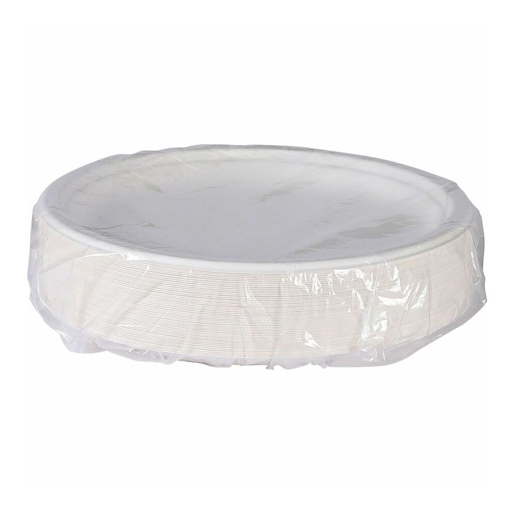 Eco-Products Vanguard 10" Sugarcane Plates - Breakroom - Disposable - Microwave Safe - 10" Diameter - White - Sugarcane Fiber Body - 500 / Carton. Picture 4