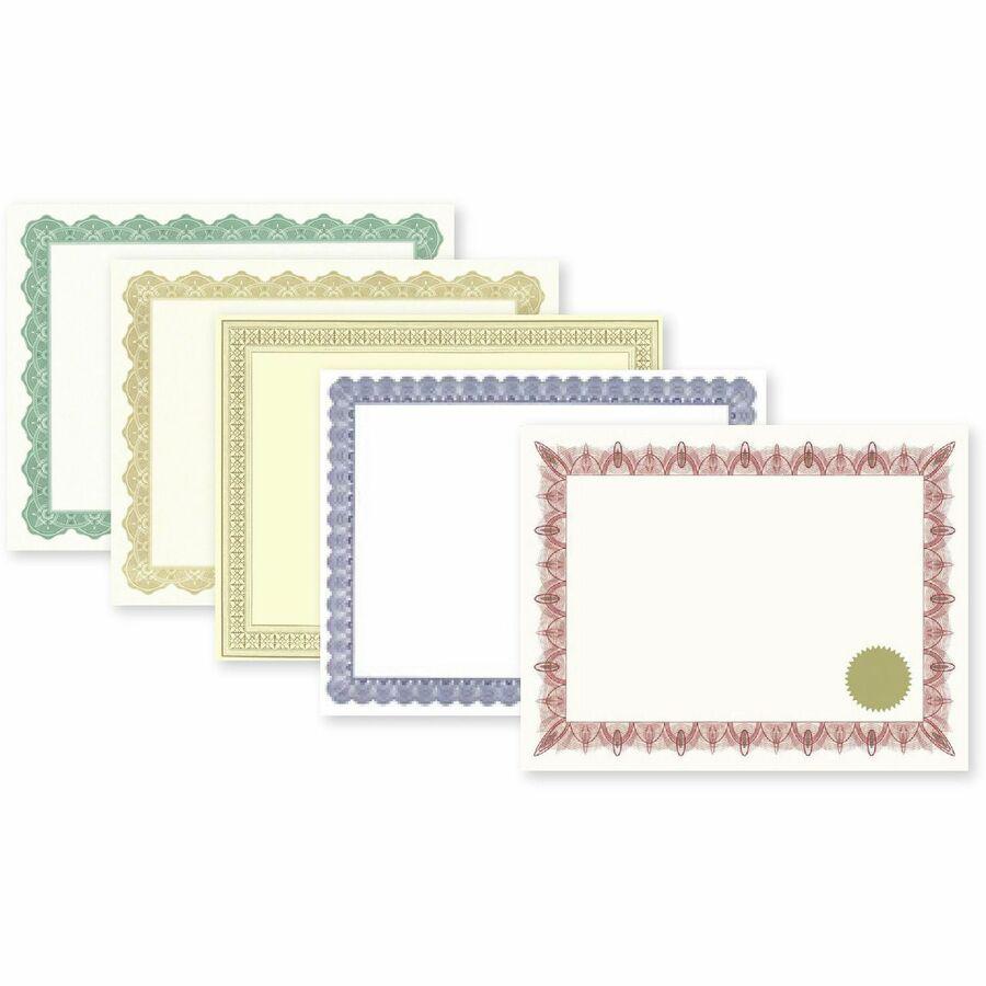Geographics Silver Foil Award Certificates - 65 lb Basis Weight - 11" Width - Inkjet, Laser Compatible - Assorted, Green, Silver, White - Foil - 15 / Pack. Picture 2