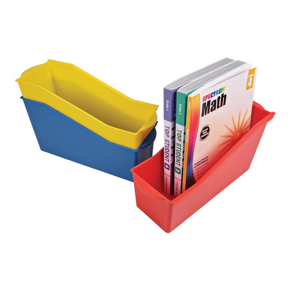 Deflecto Antimicrobial Kids Book Bin - 7.35" Height x 14.20" Width x 5.34" Depth - Antimicrobial, Lightweight, Portable, Mold Resistant, Mildew Resistant, Stackable, Handle - Red - Polypropylene - 1 E. Picture 2