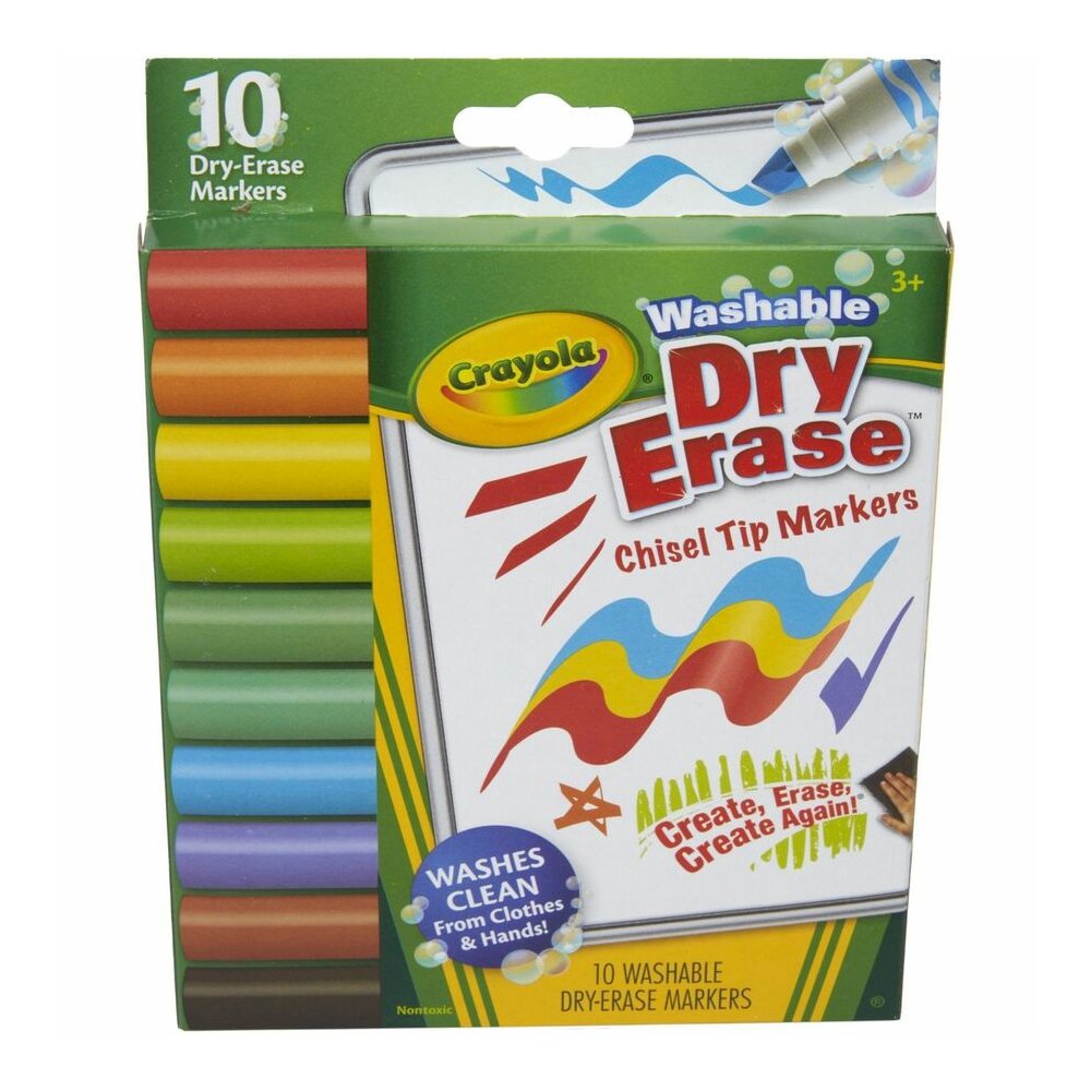 Crayola Washable Dura-Wedge Tip Dry-Erase Markers - Erasable - Washable - 10 / Pack. Picture 2