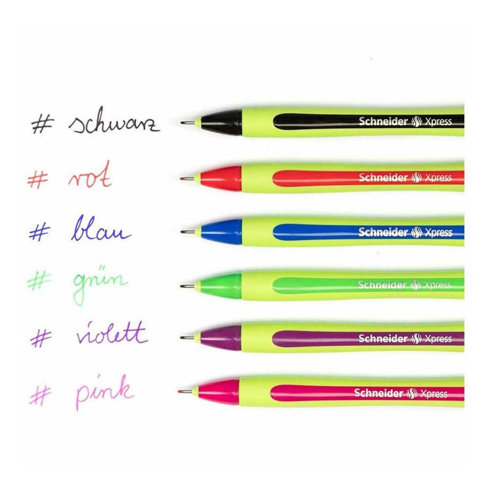 Schneider Xpress Fineliner Pen - Assorted Ink - Rubberized Barrel - Fiber Tip - 6 / Pack. Picture 2