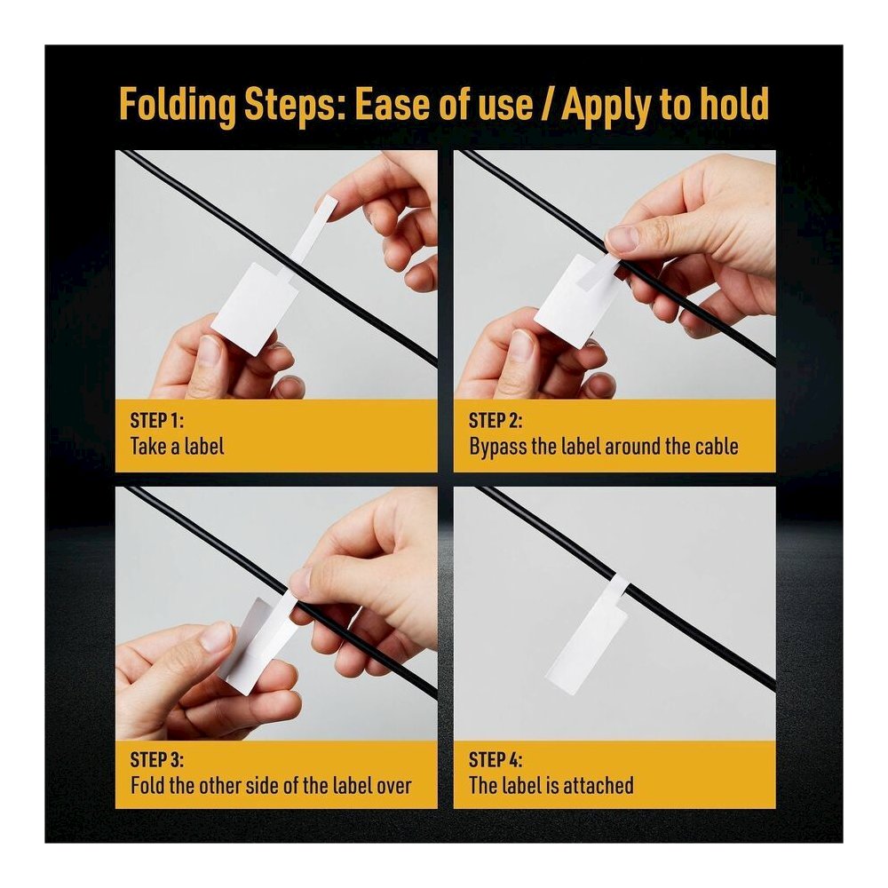 Avery&reg; Cable Labels, P-Style, 1.02" x 3.3" , 300 Total (61540) - Waterproof - 1 1/64" Width x 3 19/64" Length - Permanent Adhesive - P-shaped - Laser, Inkjet - White - Film - 30 / Sheet - 10 Total. Picture 2