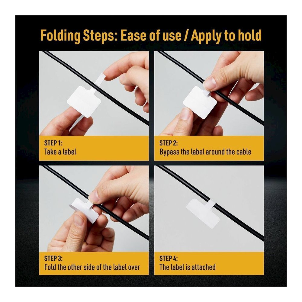 Avery&reg; Cable Labels, T-Style, 1.25" x 2" , 300 Total (61539) - Waterproof - 1 1/4" Width x 2" Length - Permanent Adhesive - T-shaped - Inkjet, Laser - White - Film - 30 / Sheet - 10 Total Sheets -. Picture 2