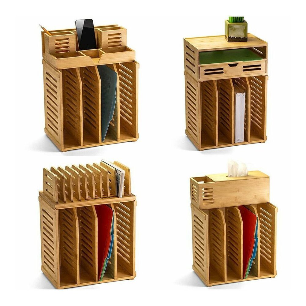 Officemate Bamboo Magazine File - 4 Compartment(s) - Horizontal/Vertical - 5.28" Height x 14.09" Width x 8.62" Depth - Stackable - Durable, Stackable - Natural - Bamboo - 1 Each. Picture 2