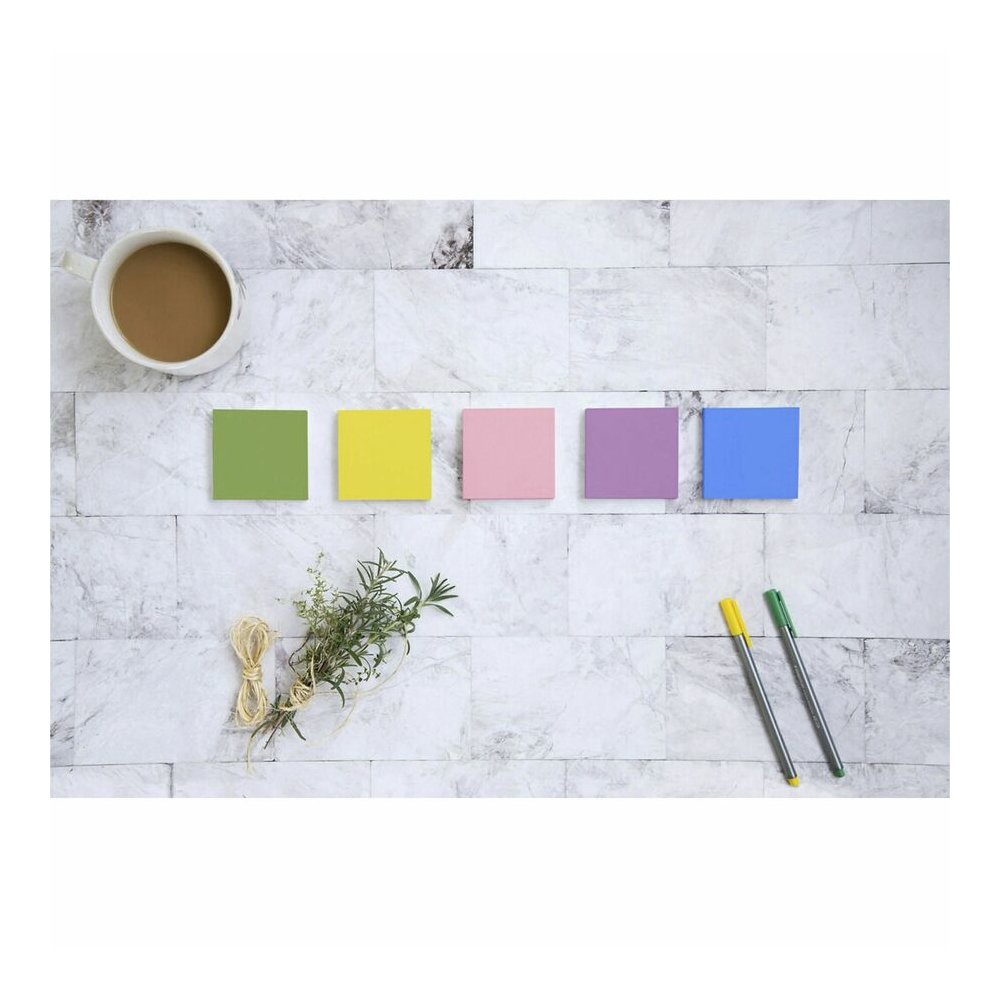 Post-it&reg; Notes - Floral Fantasy Color Collection - 1400 - 3" Flag/Note Width x 3" Flag/Note Length - Square - 100 Sheets per Pad - Unruled - Limeade, Citron, Iris Infusion, Positively Pink, Blue P. Picture 2