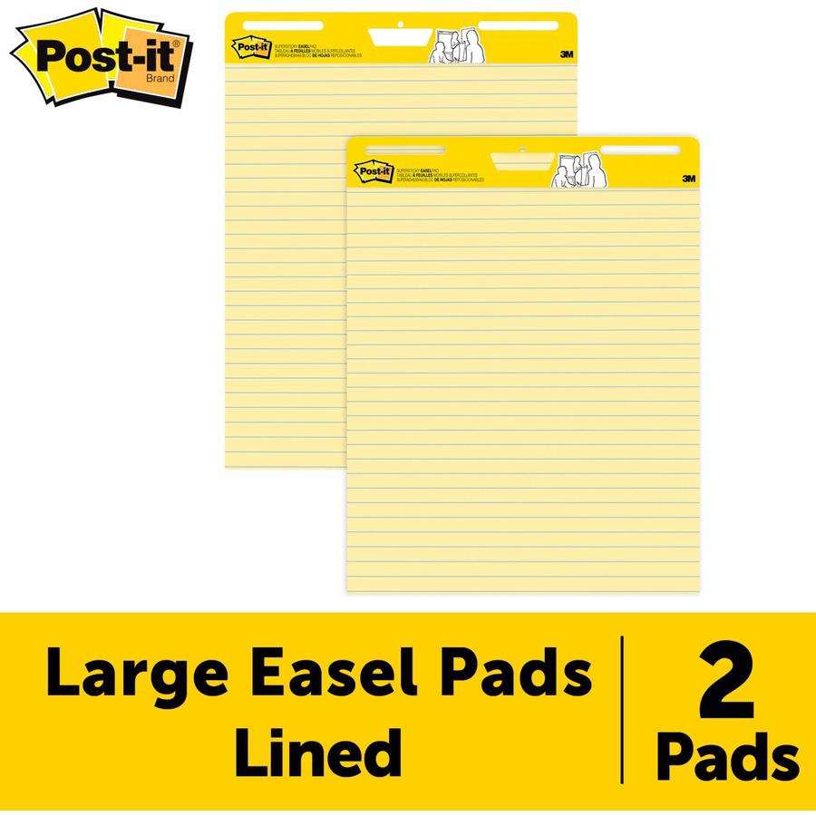 Post-it&reg; Self-Stick Easel Pads with Faint Rule - 30 Sheets - Stapled - Feint Blue Margin - 18.50 lb Basis Weight - 25" x 30" Sheet Size - Yellow Paper - Cardboard Cover - Self-adhesive, Reposition. Picture 7