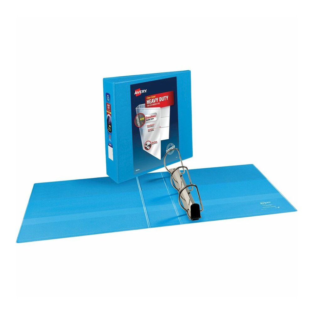 Avery&reg; Heavy-duty Nonstick View Binder - 3" Binder Capacity - Letter - 8 1/2" x 11" Sheet Size - 600 Sheet Capacity - 3 Ring - Fastener: Slant D-Ring - Pocket: 4, Internal - Poly - Light Blue - Re. Picture 2