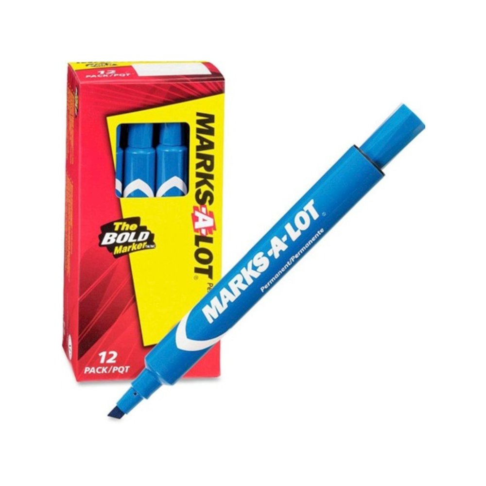 Avery&reg; Marks A Lot Large Desk-Style Permanent Markers - Blue Ink - Blue Plastic Barrel - 1 Dozen. Picture 2