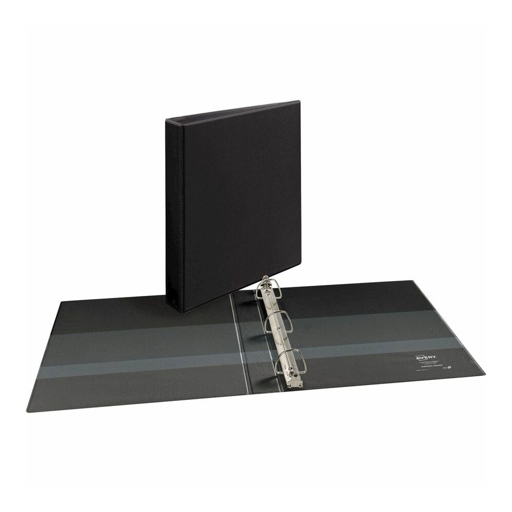 Avery&reg; Durable View Binder - EZD Rings - 1" Binder Capacity - Letter - 8 1/2" x 11" Sheet Size - 275 Sheet Capacity - 3 Ring - Fastener: D-Ring - Pocket: 4, Internal - Poly - Black - Recycled - Ea. Picture 2