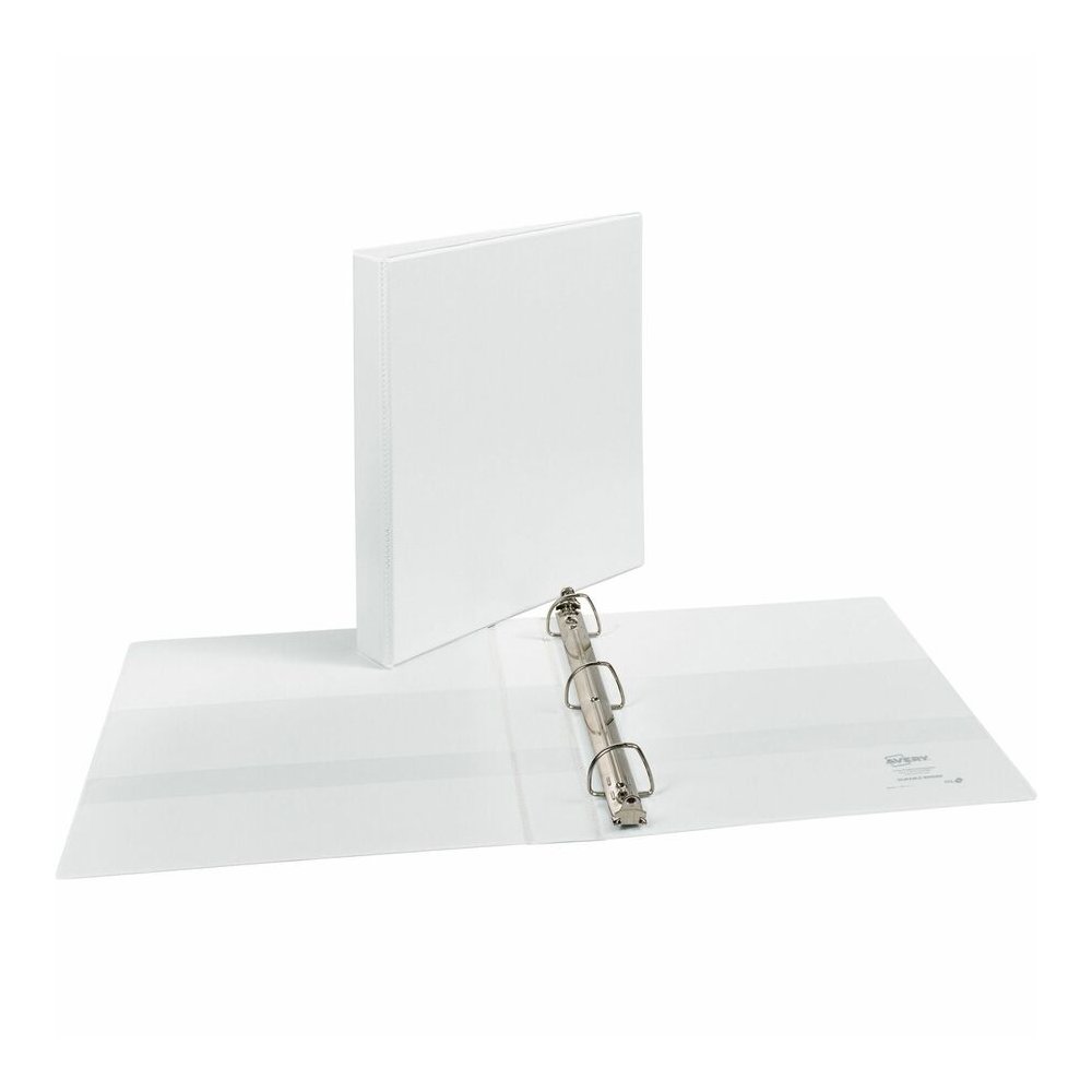 Avery&reg; Durable View Binder - EZD Rings - 1" Binder Capacity - Letter - 8 1/2" x 11" Sheet Size - 275 Sheet Capacity - 3 Ring - Fastener: D-Ring - Pocket: 4, Internal - Poly - White - Recycled - Ea. Picture 2