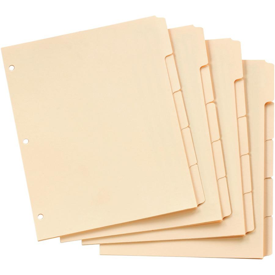 Oxford Ring Book Index Sheets - 5 x Divider(s) - Blank Tab(s) - 5 Tab(s)/Set - 8.5" Divider Width x 11" Divider Length - 3 Hole Punched - Manila Tab(s) - 10% Recycled - Punched, Acid-free - 1 Box. Picture 4