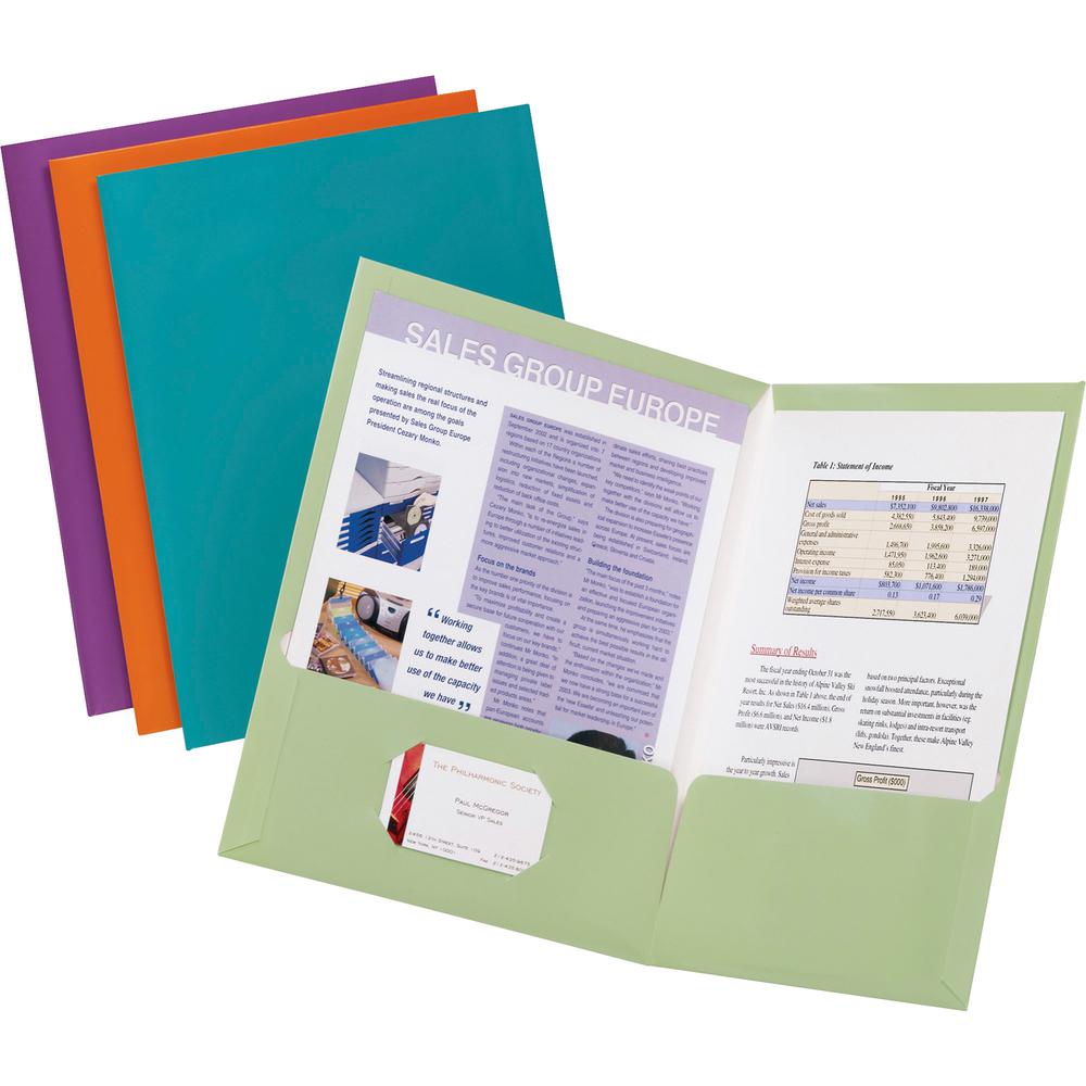 Oxford Letter Pocket Folder - 8 1/2" x 11" - 150 Sheets Capacity - 2 Internal Pocket - Teal - Die-cut, Metallic - 25 / Box. Picture 3