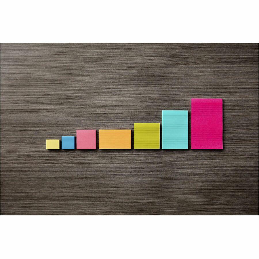 Post-it&reg; Notes Original Lined Notepads - Poptimistic Color Collection - 500 - 3" x 5" - Rectangle - 100 Sheets per Pad - Ruled - Power Pink, Acid Lime, Aqua Splash, Vital Orange, Guava - Paper - S. Picture 3