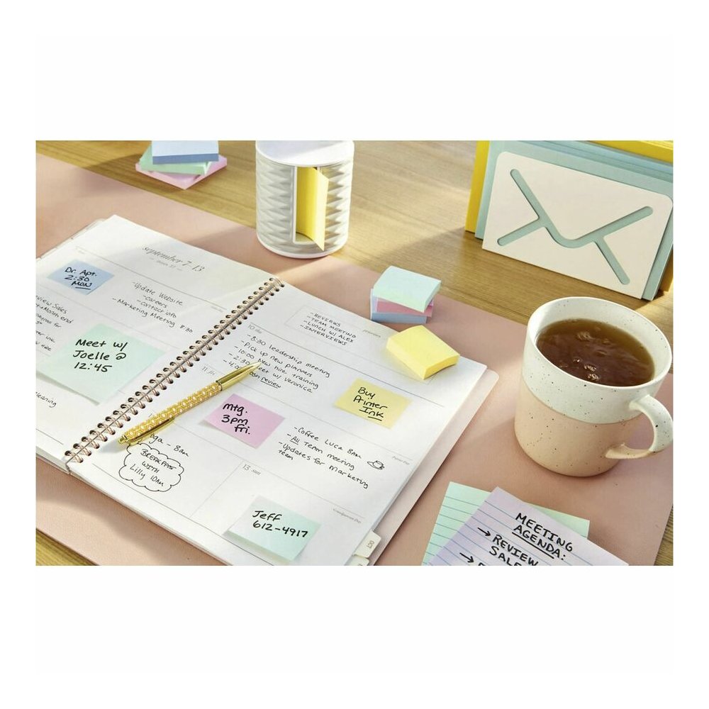 Post-it&reg; Notes - Beachside Caf&eacute; Color Collection - 1200 - 1 3/8" Flag/Note Width x 1 7/8" Flag/Note Length - Rectangle - 100 Sheets per Pad - Unruled - Fresh Mint, Aqua Splash, Sunnyside, P. Picture 2