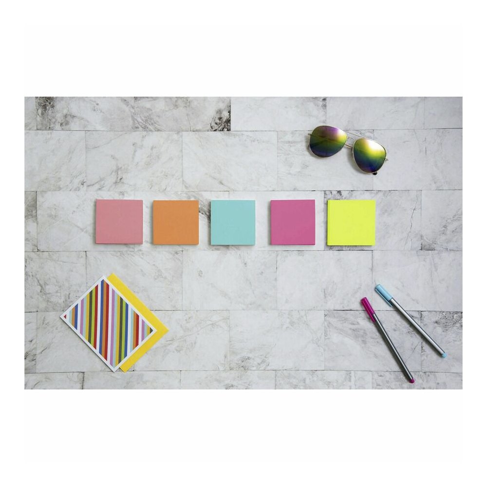 Post-it&reg; Notes - Poptimistic Color Collection - 1400 - 3" Flag/Note Width x 3" Flag/Note Length - Square - 100 Sheets per Pad - Unruled - Power Pink, Vital Orange, Aqua Splash, Guava, Acid Lime, N. Picture 2