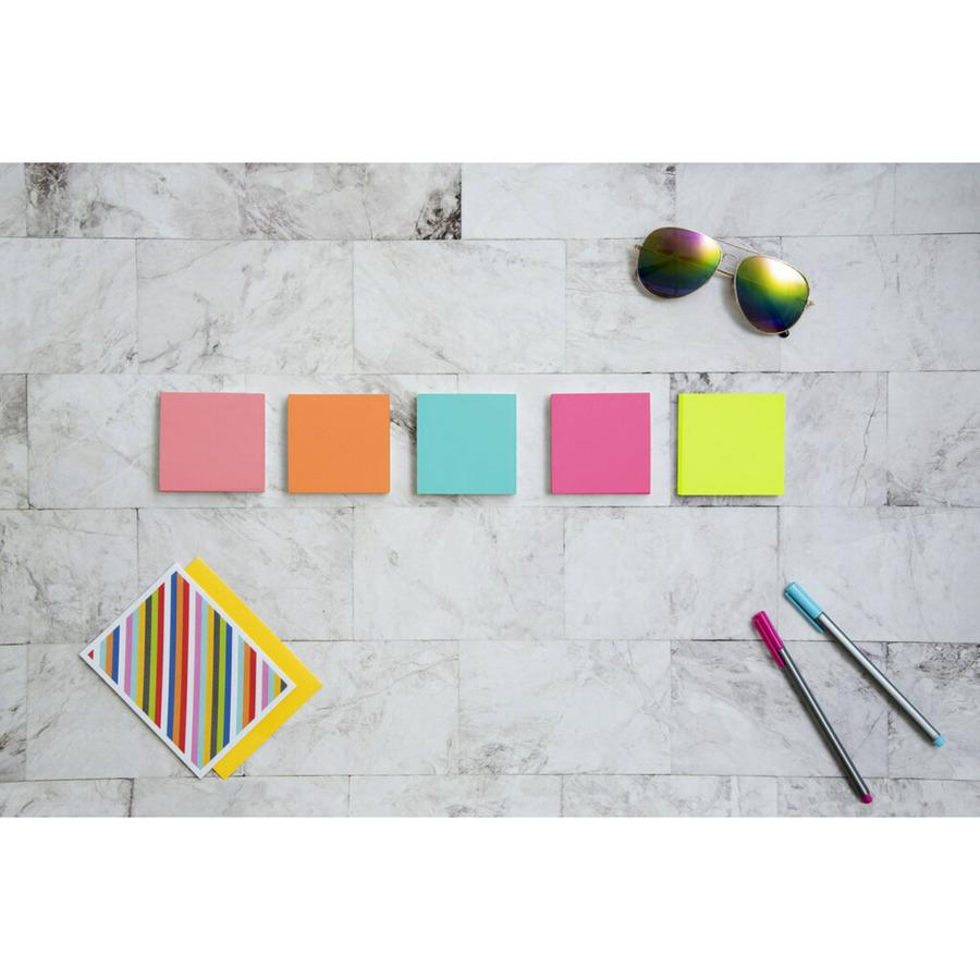 Post-it&reg; Notes - Poptimistic Color Collection - 500 - 3" Flag/Note Width x 3" Flag/Note Length - Square - 100 Sheets per Pad - Unruled - Power Pink, Acid Lime, Aqua Splash, Vital Orange, Guava - P. Picture 3