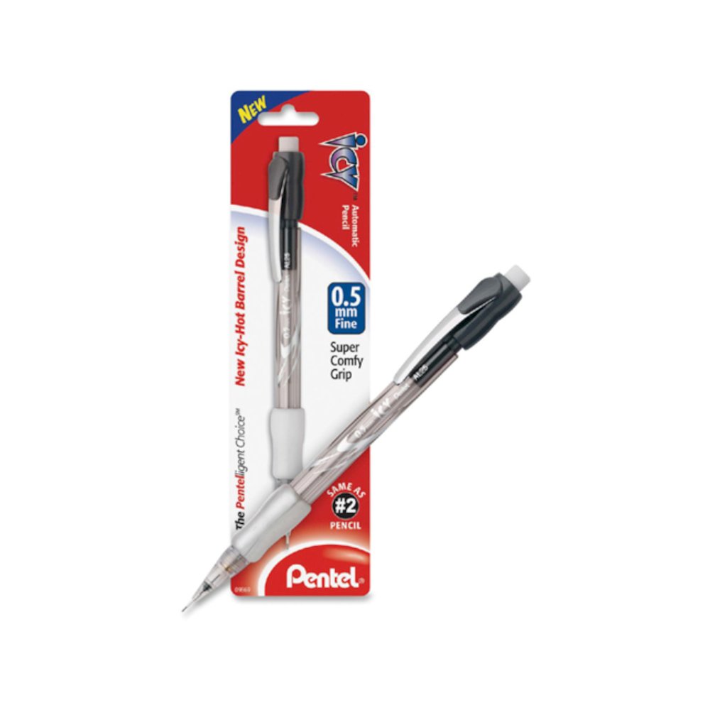Pentel Icy Mechanical Pencil - #2 Lead - 0.5 mm Lead Diameter - Refillable - Black Barrel - 1 Dozen. Picture 4
