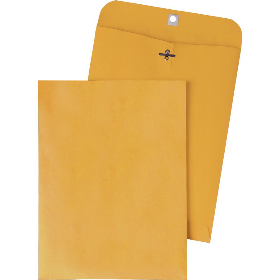 Quality Park 9 x 12 Clasp Envelopes with Deeply Gummed Flaps - Clasp - #90 - 9" Width x 12" Length - 28 lb - Gummed - Kraft - Kraft - 100 / Box. Picture 2