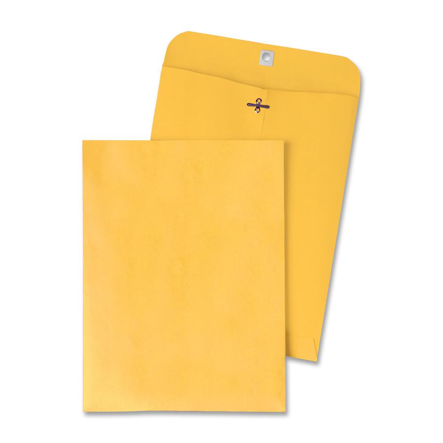 Quality Park 12 x 15-1/2 Clasp Envelope with Deeply Gummed Flaps - Clasp - #110 - 12" Width x 15 1/2" Length - 28 lb - Gummed - Kraft - Kraft - 100 / Box. Picture 6