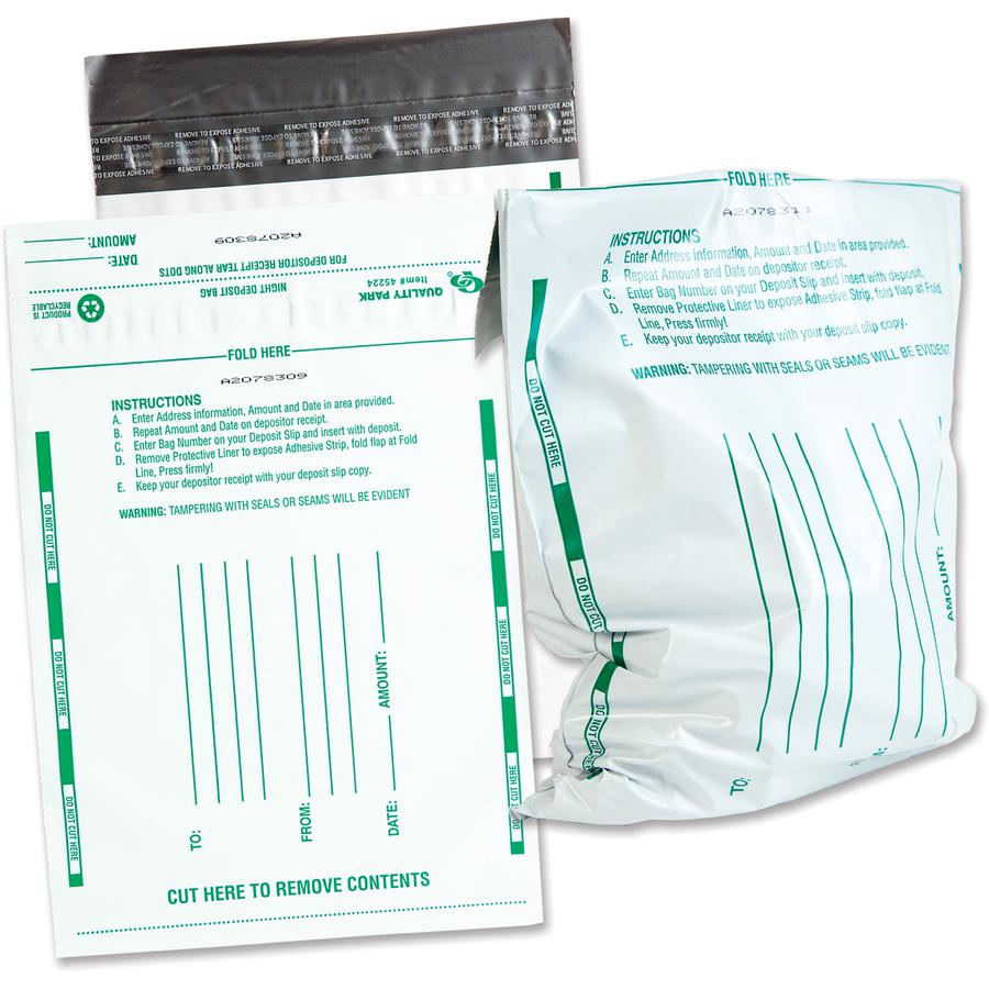 Quality Park Night Deposit Bags - 10.50" Length x 8.50" Width - White - Polyethylene - Deposit - 100 / Pack. Picture 8