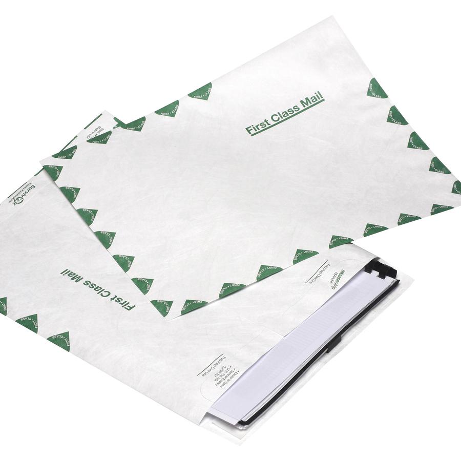 Survivor&reg; 10 x 13 DuPont Tyvek First Class Border Catalog Mailer with Self-Sealing Closure - First Class Mail - #13 1/2 - 10" Width x 13" Length - 14 lb - Peel & Seal - Tyvek - 100 / Box - White. Picture 5