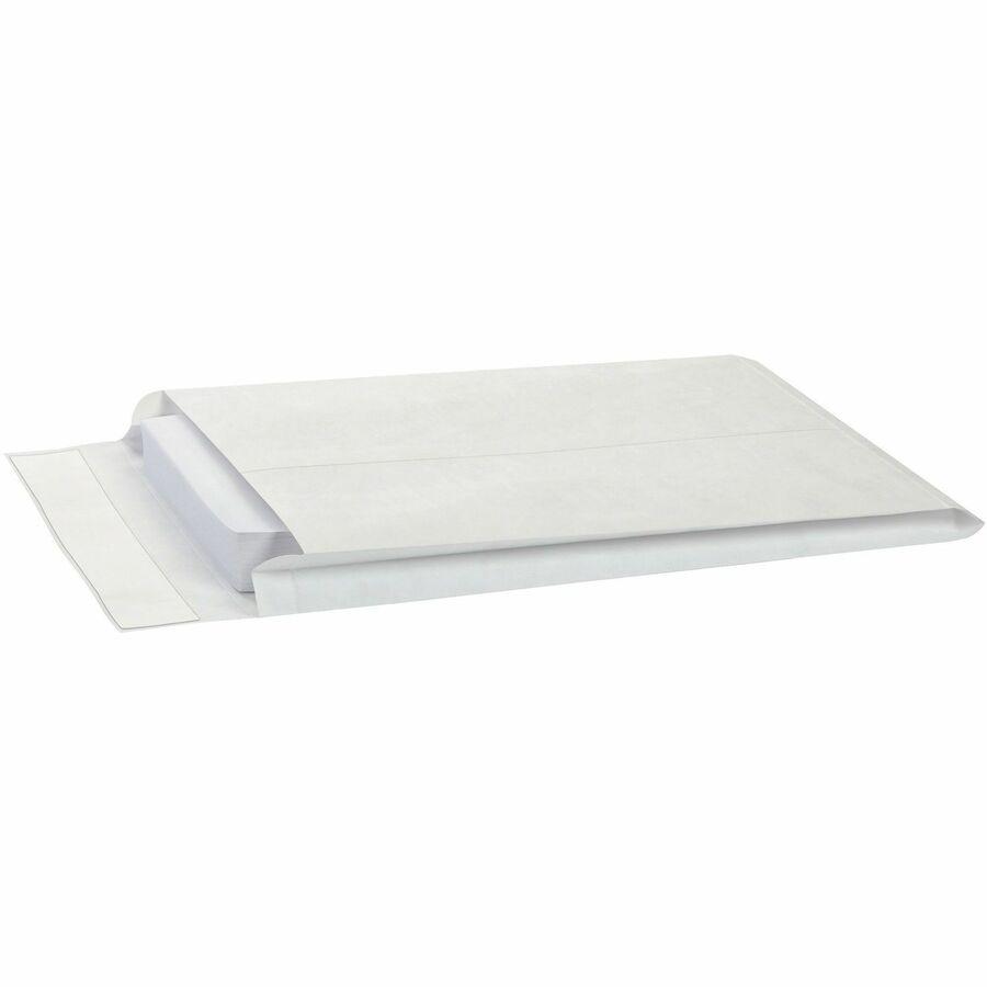 Survivor&reg; 12 x 16 x 2 DuPont Tyvek Expansion Mailers with Self-Seal Closure - Expansion - 12" Width x 16" Length - 2" Gusset - 18 lb - Peel & Seal - White - Tyvek - 100 / Carton. Picture 7