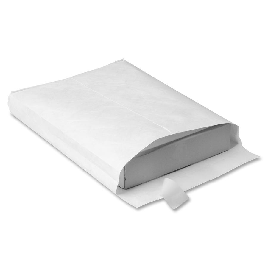 Survivor&reg; 10 x 13 x 1-1/2 DuPont Tyvek Expansion Mailers with Self-Seal Envelopes - Expansion - 10" Width x 13" Length - 1 1/2" Gusset - 14 lb - Peel & Seal - White - Tyvek - 100 / Carton. Picture 7