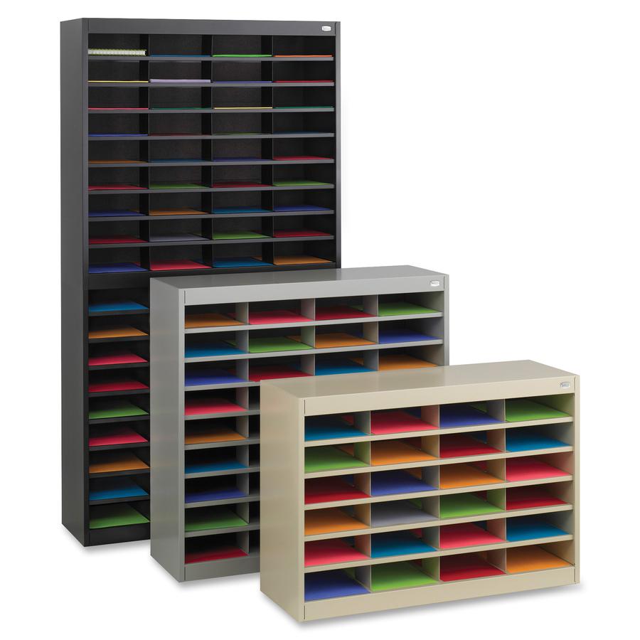Safco E-Z Stor Steel Literature Organizers - 750 x Sheet - 24 Compartment(s) - Compartment Size 3" x 9" x 12.25" - 25.8" Height x 37.5" Width x 12.8" Depth - 50% Recycled - Enamel - Gray - Steel, Fibe. Picture 5