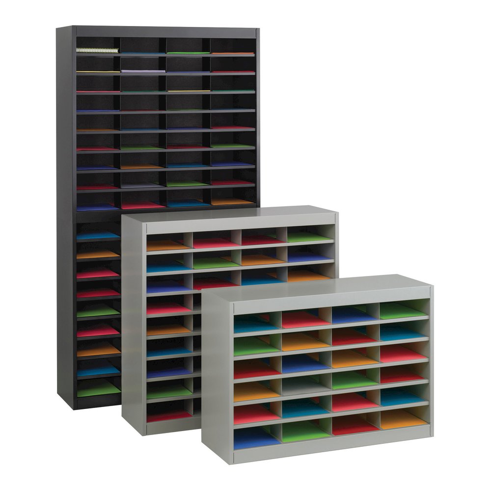 Safco 72-Compartment Literature Organizer - 750 x Sheet - 72 Compartment(s) - Compartment Size : 3" x 9" x 12.25" - 71" Height x 37.50" Width x 12.75" Depth - Floor - Interlockable - 50% Recycled - Bl. Picture 2