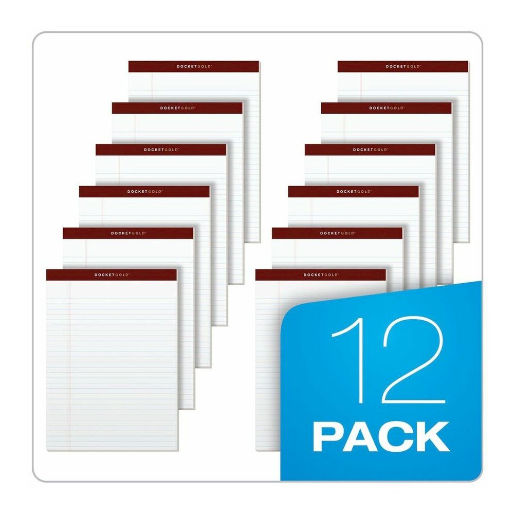 TOPS Docket Gold Legal Ruled White Legal Pads - 50 Sheets - Double Stitched - 0.34" Ruled - 20 lb Basis Weight - 8 1/2" x 11 3/4" Sheet Size - White Paper - Burgundy Binding - Perforated, Hard Cover, . Picture 2