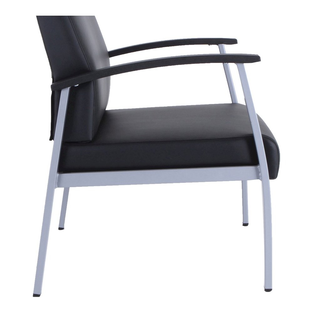Lorell Healthcare Reception Big & Tall Antimicrobial Guest Chair - Vinyl Seat Material - Vinyl Back Material - Powder Coated Silver Frame Color - Steel Frame Material - Four-legged Base - Black, Silve. Picture 2