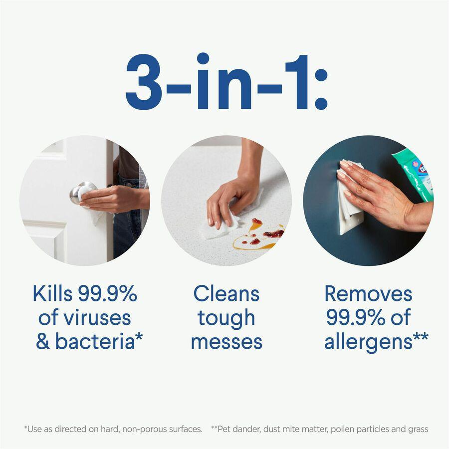 Clorox On The Go Bleach-Free Disinfecting Wipes - Ready-To-Use Wipe - Fresh Scent - 9 / Pack - 24 / Carton - White. Picture 14