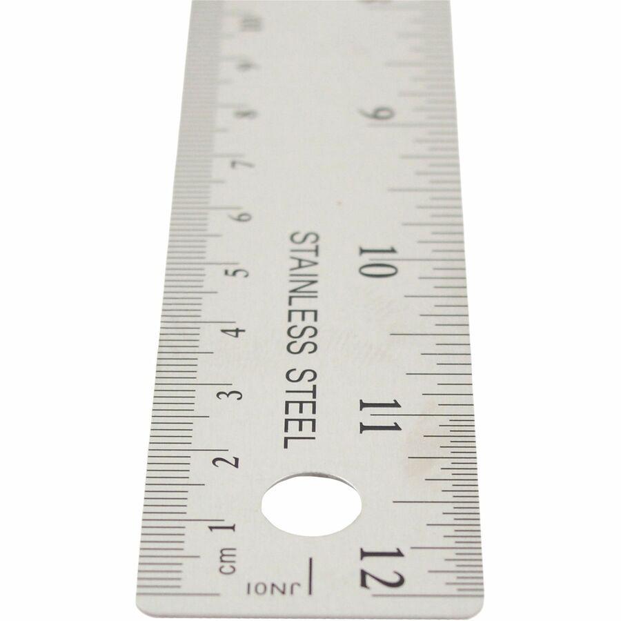 Westcott Stainless Steel Rulers - 12" Length x 1" Width - 1/16, 1/32 Graduations - Metric, Imperial Measuring System - Stainless Steel - Stainless Steel - 1 Each. Picture 4