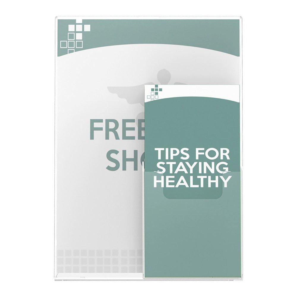Deflecto 4" Pocket Slanted Plastic Sign Holder - 11" Width x 8.5" Height - Rectangular Shape - Plastic - Clear - 1 Each. Picture 2