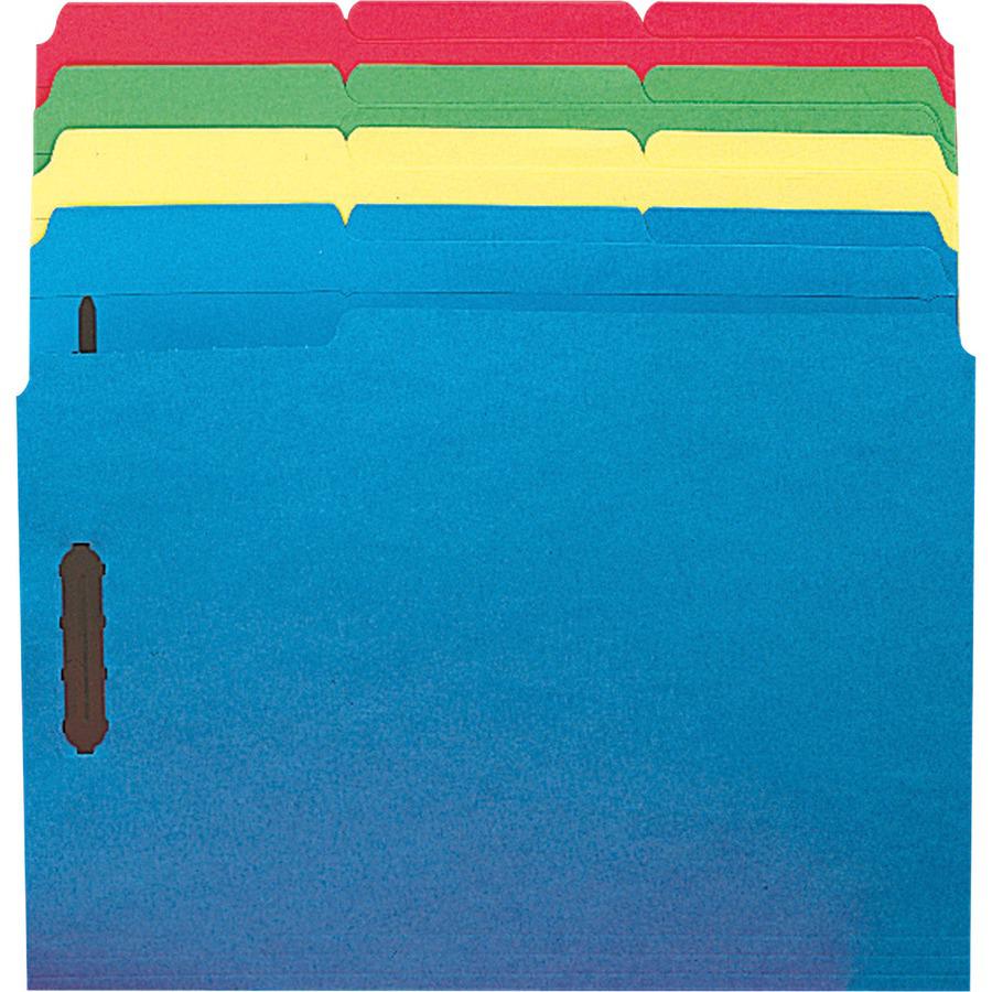 Smead Colored 1/3 Tab Cut Letter Recycled Fastener Folder - 8 1/2" x 11" - 3/4" Expansion - 2 x 2K Fastener(s) - 2" Fastener Capacity for Folder - Top Tab Location - Assorted Position Tab Position - B. Picture 2