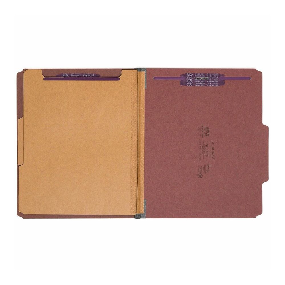 Smead SafeSHIELD 2/5 Tab Cut Letter Recycled Classification Folder - 8 1/2" x 11" - 2" Expansion - 2 x 2S Fastener - 2" for Folder - Top Tab Location - Right of Center Tab Position - 2 Divider - 25 pt. Picture 4