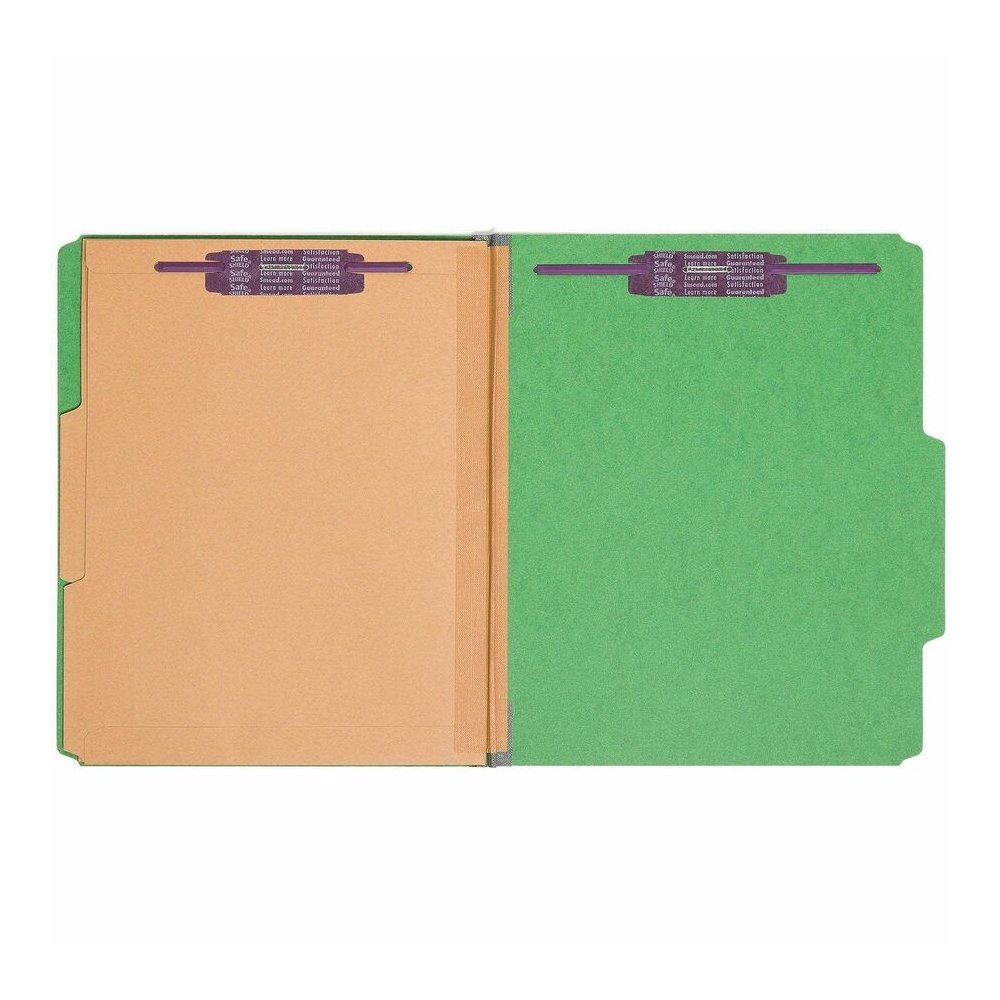 Smead SafeSHIELD 2/5 Tab Cut Letter Recycled Classification Folder - 8 1/2" x 11" - 2" Expansion - 2 x 2S Fastener - 2" for Folder - 2 Pocket - Top Tab Location - Right of Center Tab Position - 2 Divi. Picture 4