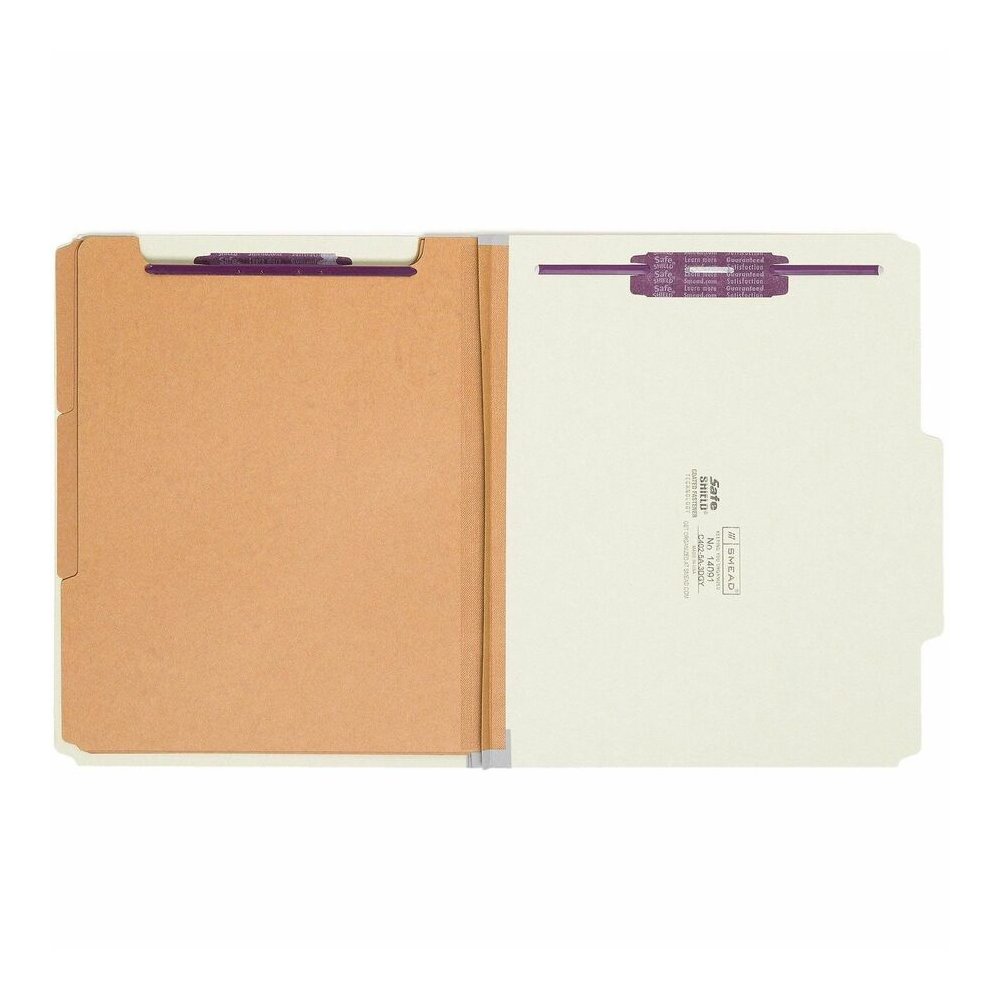 Smead SafeSHIELD 2/5 Tab Cut Letter Yes Classification Folder - 8 1/2" x 11" - 3" Expansion - 2 x 2S Fastener - 2" for Folder - Top Tab Location - Right of Center Tab Position - 3 Divider - 25 pt. - P. Picture 4