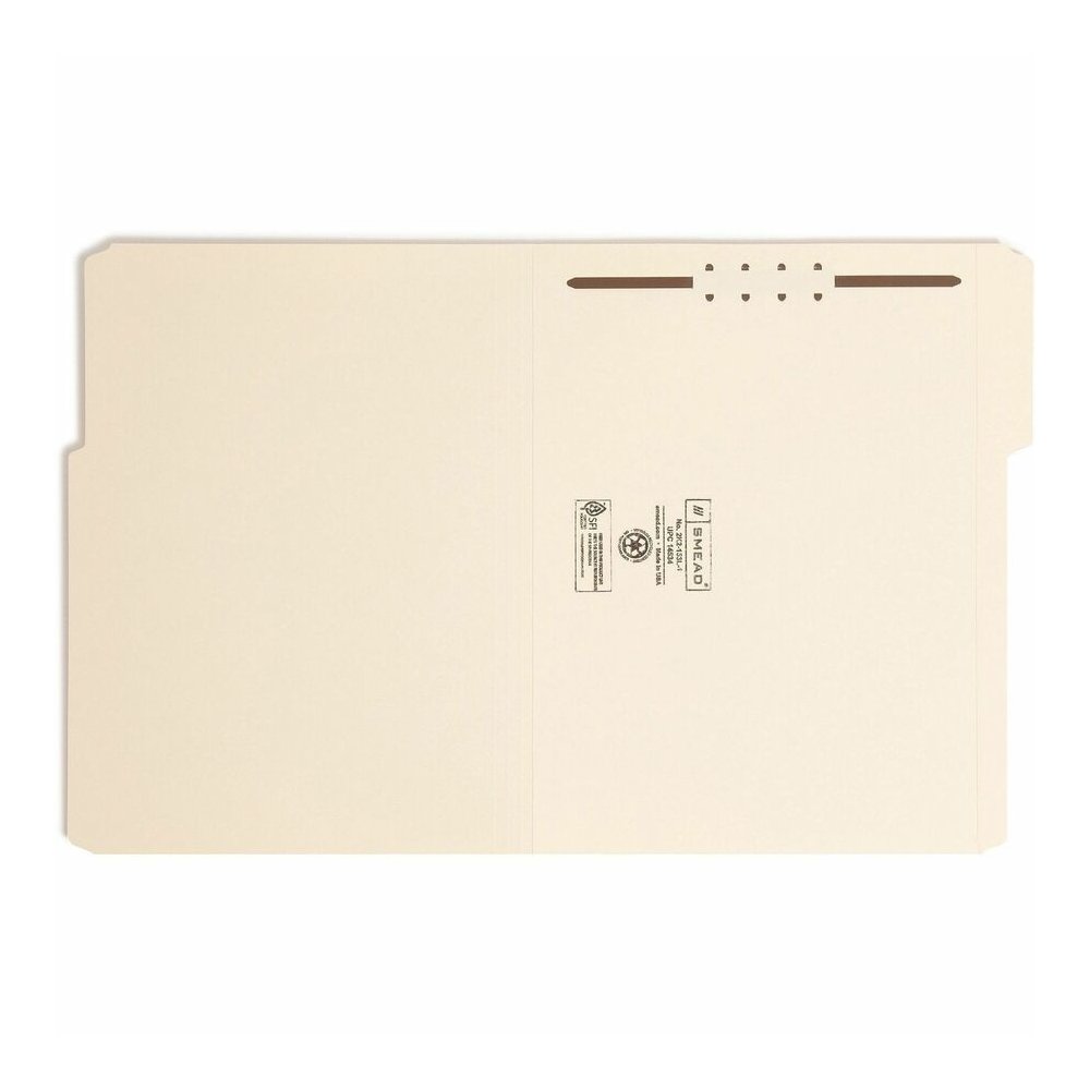 Smead 1/3 Tab Cut Letter Recycled Fastener Folder - 8 1/2" x 11" - 3/4" Expansion - 1 x 2K Fastener - 2" for Folder - Top Tab Location - Assorted Tab Position - 11 pt. - 2 Plys - Manila - Reinforced T. Picture 4